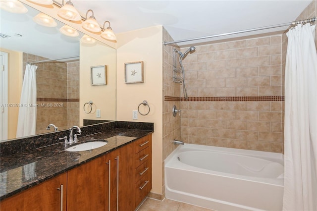 7350 SW 89th St Unit 602S, Miami, FL 33156 - bathroom featuring tile patterned flooring, shower / bathtub combination with curtain, and vanity
