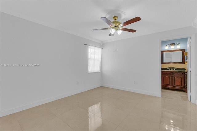 12440 SW 207th Ter, Miami, FL 33177 - spare room with ceiling fan, crown molding, and light tile patterned floors