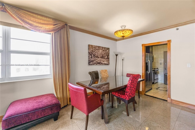 100 Lincoln Rd Unit 811, Miami Beach, FL 33139 - dining area featuring ornamental molding and granite floors