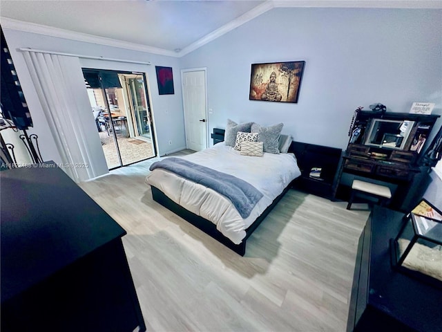 2433 NW 92nd Ave, Coral Springs, FL 33065 - bedroom with wood finished floors, access to exterior, vaulted ceiling, and ornamental molding