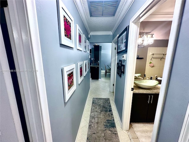 2433 NW 92nd Ave, Coral Springs, FL 33065 - corridor with ornamental molding and light tile patterned flooring