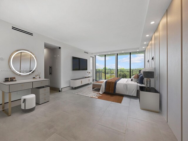 700 Coral Way Unit 5, Coral Gables, FL 33134 - bedroom featuring expansive windows, recessed lighting, and access to exterior