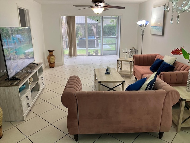8605 W Sample Rd Unit 101, Coral Springs, FL 33065 - living room with a ceiling fan and light tile patterned floors