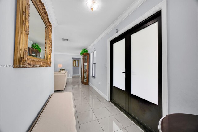8861 SW 85th St, Miami, FL 33173 - hall with light tile patterned floors and ornamental molding