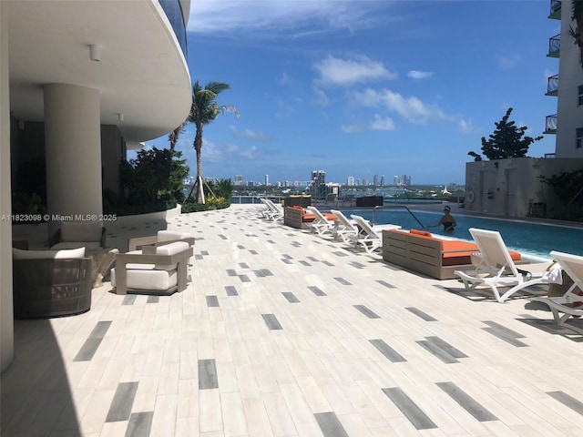 488 NE 18th St Unit 3105, Miami, FL 33132 - view of patio with a view of city and a swimming pool