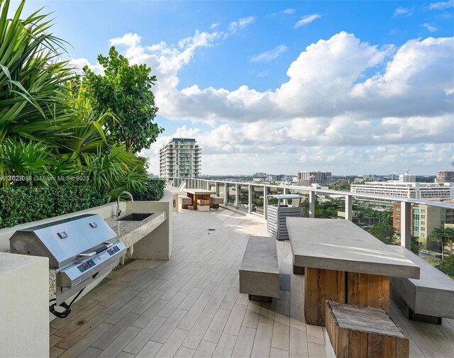 488 NE 18th St Unit 3105, Miami, FL 33132 - view of patio / terrace featuring exterior kitchen and a view of city
