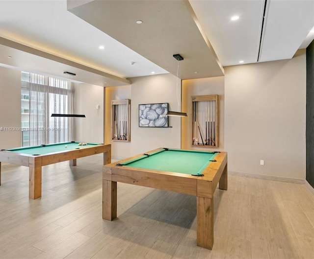 488 NE 18th St Unit 3105, Miami, FL 33132 - game room featuring pool table, light wood-style flooring, and recessed lighting