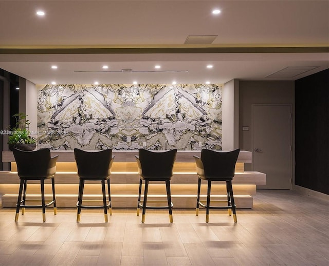 488 NE 18th St Unit 3105, Miami, FL 33132 - bar featuring light wood-style flooring and recessed lighting