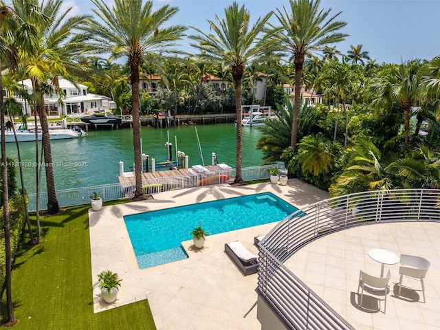 1839 W 24th St, Miami Beach, FL 33140 - outdoor pool with a water view, a boat dock, and a patio