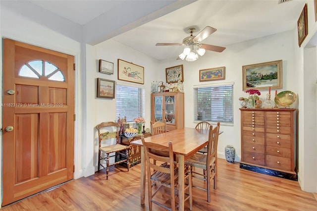 1991 NE 178th St, North Miami Beach, FL 33162 - dining space with light wood-type flooring and a ceiling fan
