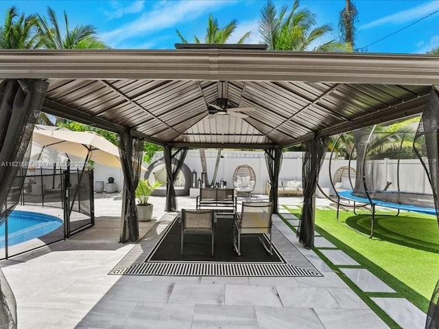 1870 NE 208th Ter, Miami, FL 33179 - surrounding community with a gazebo, a fenced backyard, a patio area, and a swimming pool