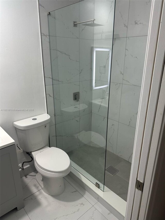 18861 SW 28th Ct, Miramar, FL 33029 - full bathroom featuring marble look tiles, vanity, and a marble finish shower