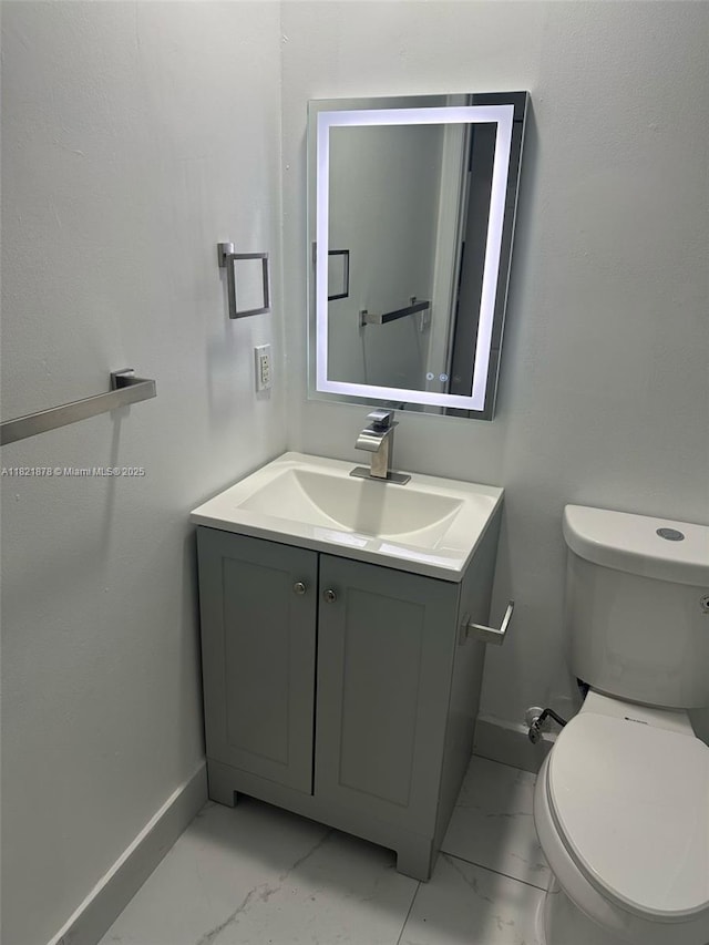 18861 SW 28th Ct, Miramar, FL 33029 - half bathroom featuring marble look tile flooring and vanity