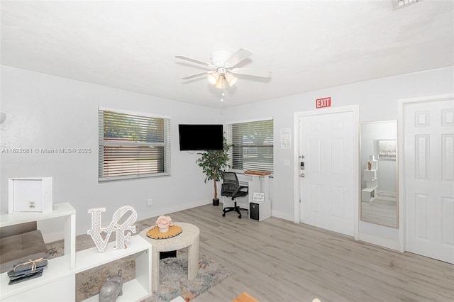 201 Columbus Pkwy, Hollywood, FL 33021 - office area with plenty of natural light, wood finished floors, and a ceiling fan