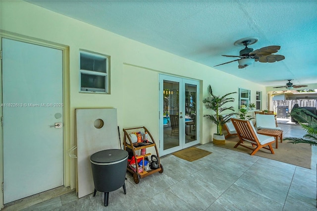 7481 NW 14th St, Plantation, FL 33313 - view of patio / terrace with french doors and a ceiling fan