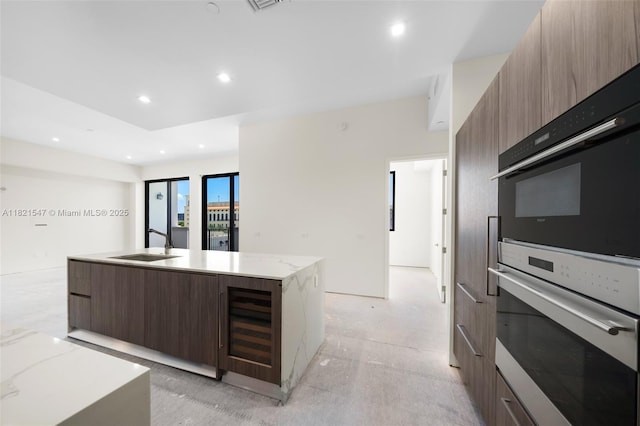275 Giralda Ave Unit 6A-B, Coral Gables, FL 33134 - kitchen featuring modern cabinets, oven, wine cooler, and recessed lighting