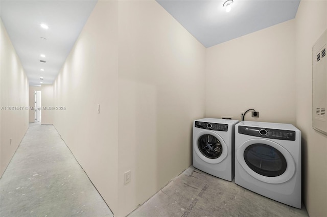 275 Giralda Ave Unit 6A-B, Coral Gables, FL 33134 - laundry room with washer and dryer and recessed lighting