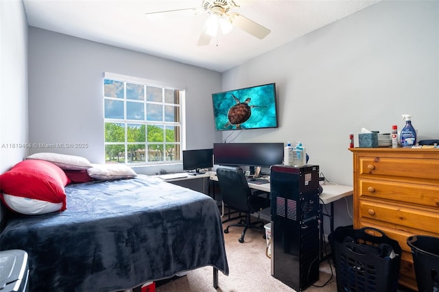 5000 SW 136th Ave, Miramar, FL 33027 - bedroom with light carpet, an office area, and ceiling fan