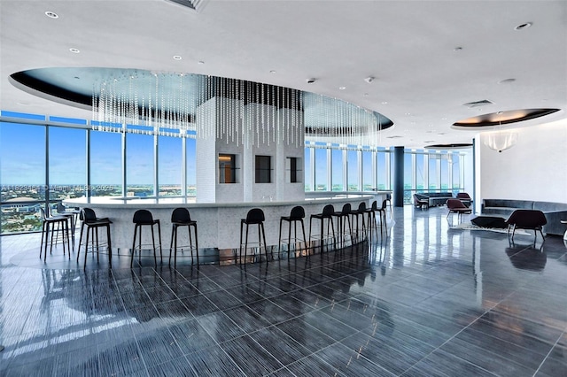 851 NE 1st Ave Unit 2204, Miami, FL 33132 - kitchen with floor to ceiling windows, healthy amount of natural light, and recessed lighting