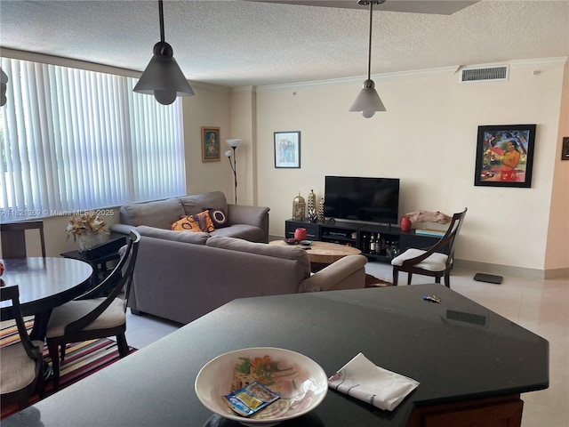 2000 N Bayshore Dr Unit 201, Miami, FL 33137 - living area with a textured ceiling and ornamental molding