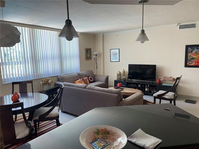 2000 N Bayshore Dr Unit 201, Miami, FL 33137 - living room with a textured ceiling and crown molding