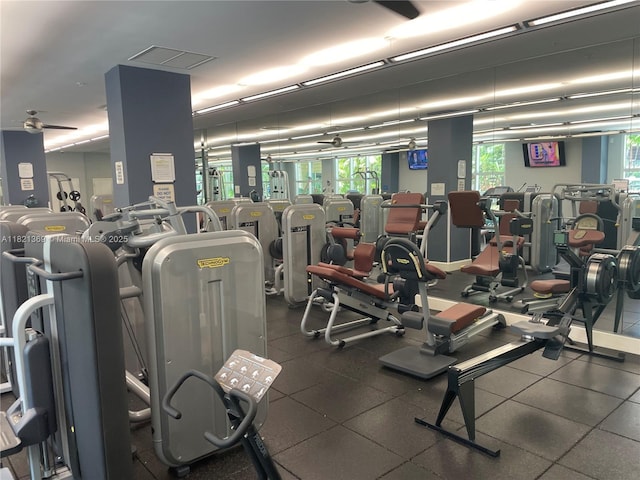 2000 N Bayshore Dr Unit 201, Miami, FL 33137 - gym with a ceiling fan