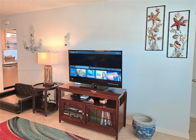 1711 SW 22nd St, Boynton Beach, FL 33426 - living room featuring tile patterned flooring and a textured ceiling