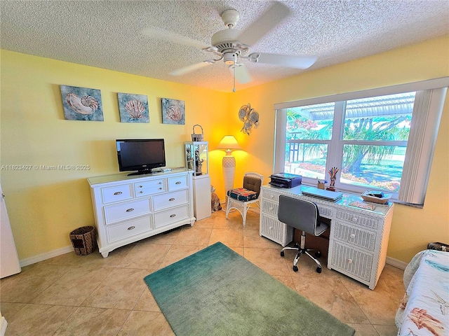 1711 SW 22nd St, Boynton Beach, FL 33426 - office with ceiling fan, light tile patterned floors, and a textured ceiling