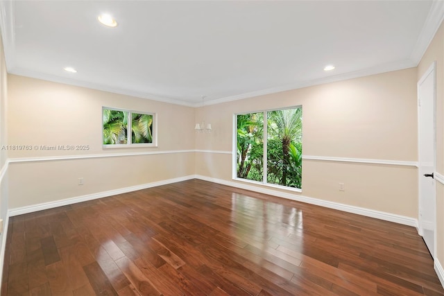 13454 SW 58th Ave, Pinecrest, FL 33156 - unfurnished room with wood finished floors, ornamental molding, and recessed lighting
