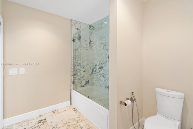 13454 SW 58th Ave, Pinecrest, FL 33156 - bathroom featuring marble look tile flooring and enclosed tub / shower combo