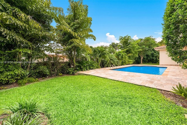 13454 SW 58th Ave, Pinecrest, FL 33156 - outdoor pool featuring a lawn and a patio area