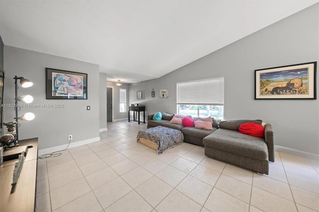 490 Talavera Rd, Weston, FL 33326 - living area with light tile patterned floors and vaulted ceiling