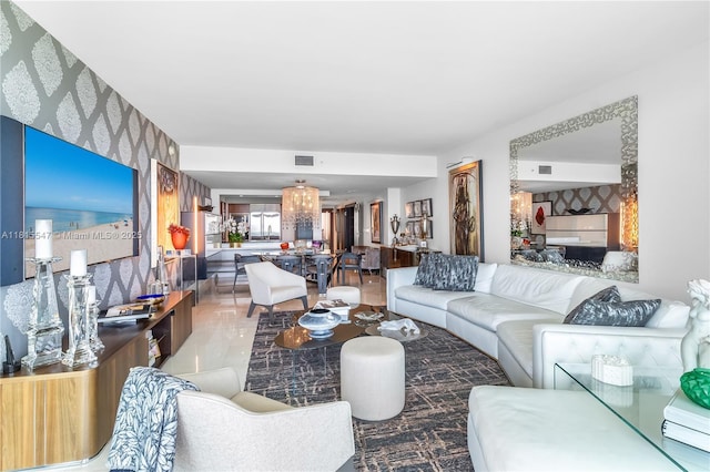 1331 Brickell Bay Dr Unit 2305, Miami, FL 33131 - living area featuring wallpapered walls