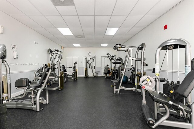 2101 S Ocean Dr Unit 2707, Hollywood, FL 33019 - gym with a paneled ceiling and baseboards
