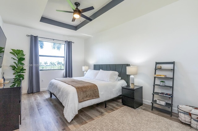 11456 SW 254th St, Homestead, FL 33032 - bedroom featuring wood finished floors, a tray ceiling, and a ceiling fan