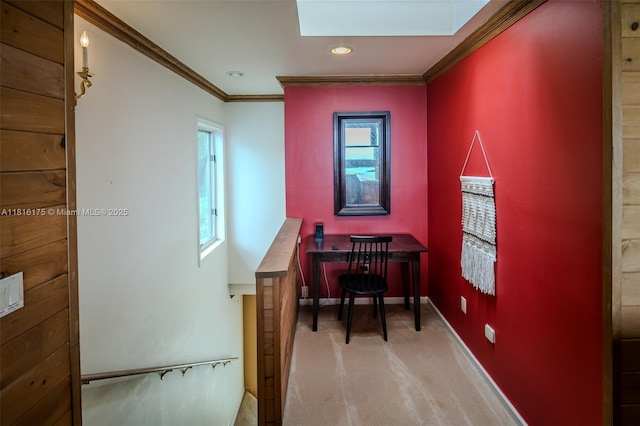 200 Summit Lodge Rd, Nc, NC 28604 - carpeted home office with a skylight, crown molding, and recessed lighting