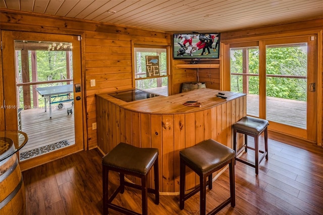 200 Summit Lodge Rd, Nc, NC 28604 - bar featuring wood ceiling, wood-type flooring, and wooden walls