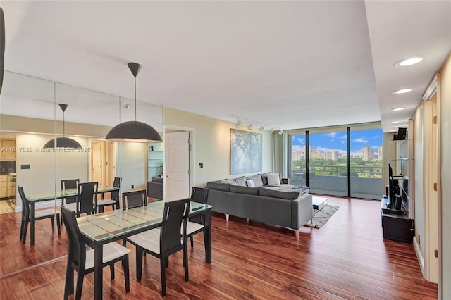 20225 NE 34th Ct Unit 1014, Aventura, FL 33180 - dining room with wood finished floors, floor to ceiling windows, and track lighting
