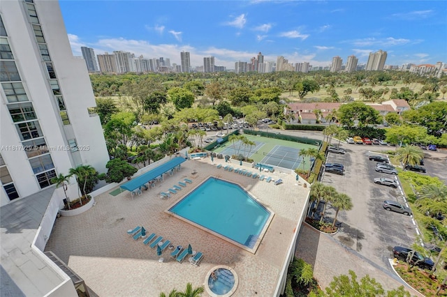 20225 NE 34th Ct Unit 1014, Aventura, FL 33180 - bird's eye view of a pool area and city skyline