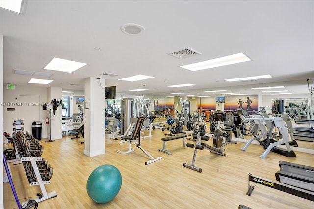 20225 NE 34th Ct Unit 1014, Aventura, FL 33180 - exercise room with wood finished floors