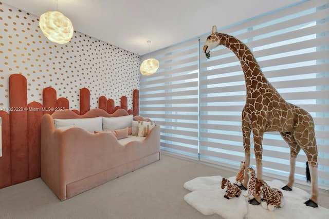 16901 Collins Ave Unit 5103, Sunny Isles Beach, FL 33160 - carpeted living area with wallpapered walls and lofted ceiling