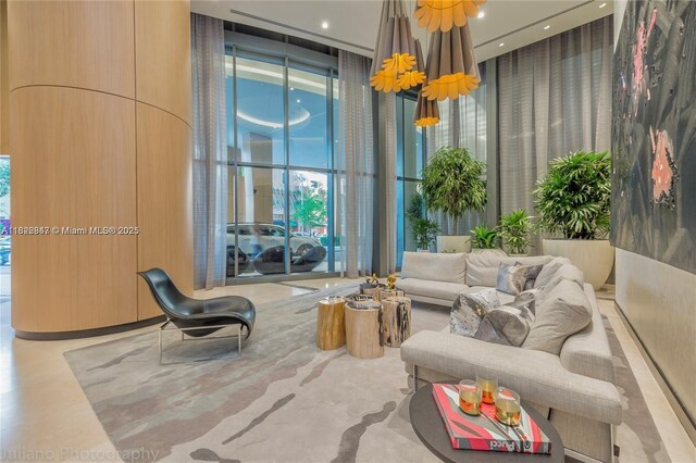 45 SW 9th St Unit 3403, Miami, FL 33130 - building lobby with expansive windows and recessed lighting