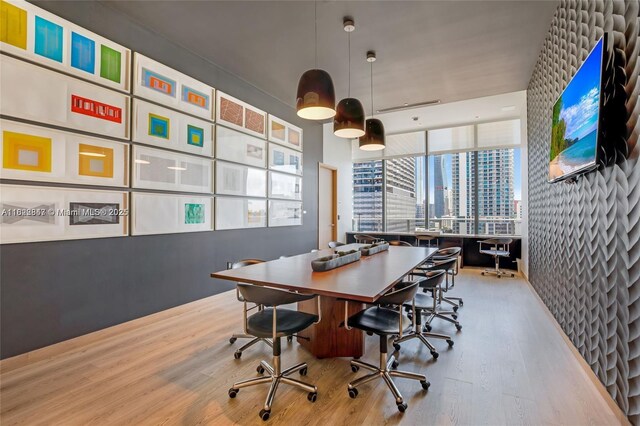 45 SW 9th St Unit 3403, Miami, FL 33130 - office area featuring wood finished floors, plenty of natural light, and a view of city
