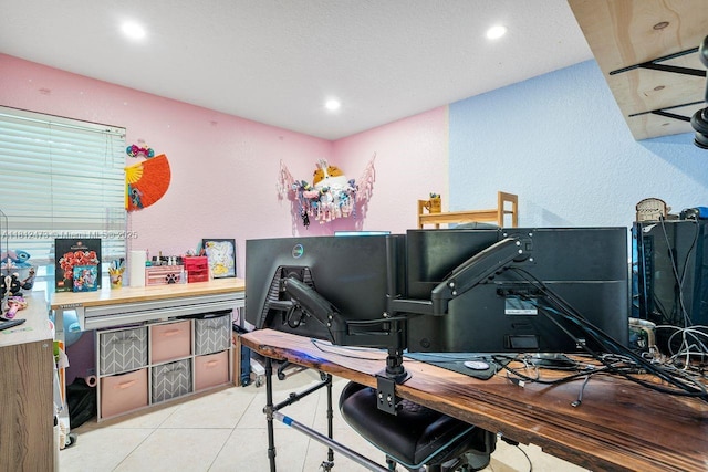 3032 Coral Ridge Dr Unit 217C, Coral Springs, FL 33065 - home office with light tile patterned floors, recessed lighting, and a textured wall