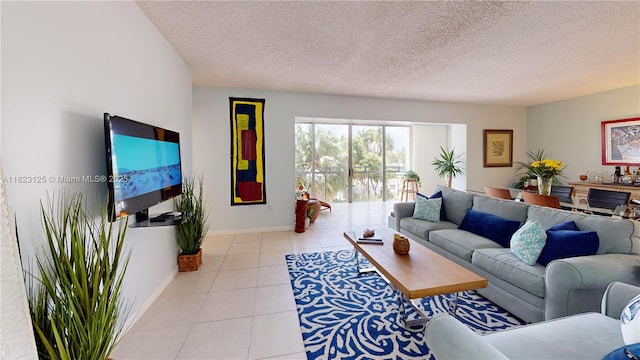 11111 Biscayne Blvd Unit 2G, Miami, FL 33181 - living area with light tile patterned floors and a textured ceiling