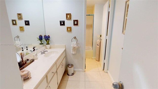 11111 Biscayne Blvd Unit 2G, Miami, FL 33181 - bathroom with vanity, tile patterned flooring, and bathing tub / shower combination