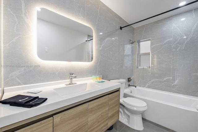 10361 SW 119th St, Miami, FL 33176 - full bathroom with tub / shower combination, vanity, and tile walls