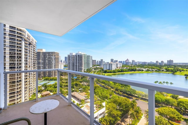 3731 N Country Club Dr Unit 2023, Aventura, FL 33180 - balcony featuring a skyline view and a water view