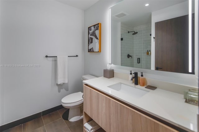 398 NE 5th St Unit 2407, Miami, FL 33132 - bathroom with vanity, a shower stall, and tile patterned floors