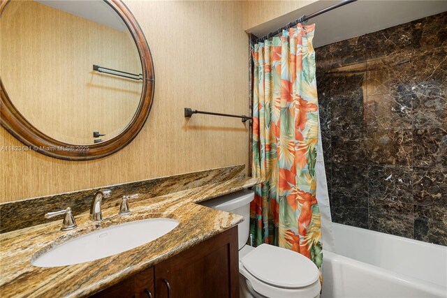 95 Coco Plum Dr Unit 1A, Marathon, FL 33050 - full bathroom with shower / bath combo, vanity, and wallpapered walls